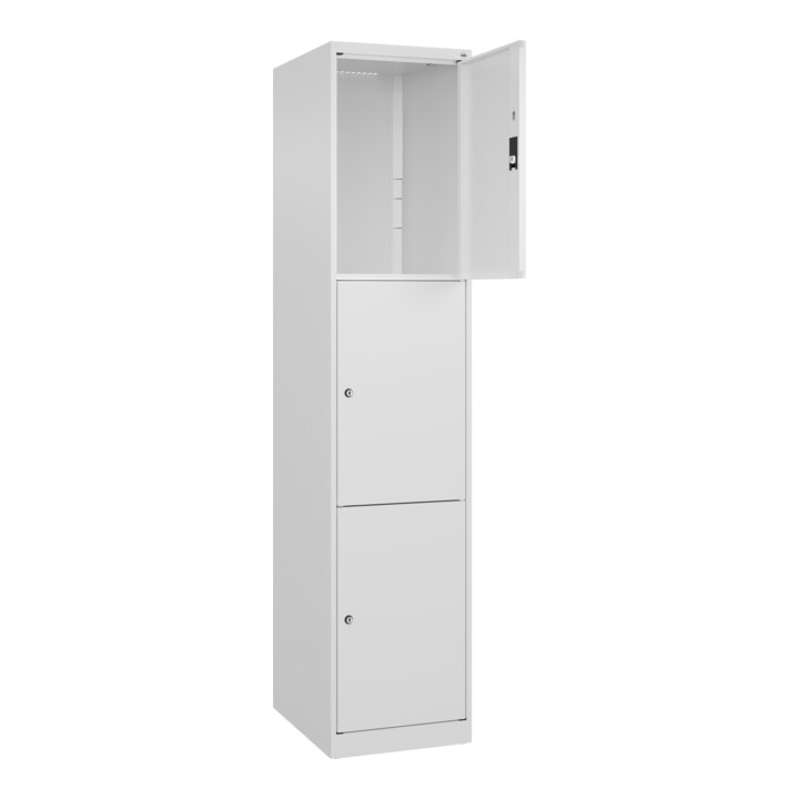 C+P Schließfachschrank Classic PLUS, 1 Abteil, 1850x400x500mm, 9016/9016 Innenhöhe Gefach oben (oberes 599 mm Front RAL 9016 Verkehrsweiß