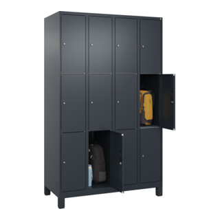 C+P Schließfachschrank Classic PLUS 12 Fächer Füße 1950 x 1200 x 500mm 7016/7016