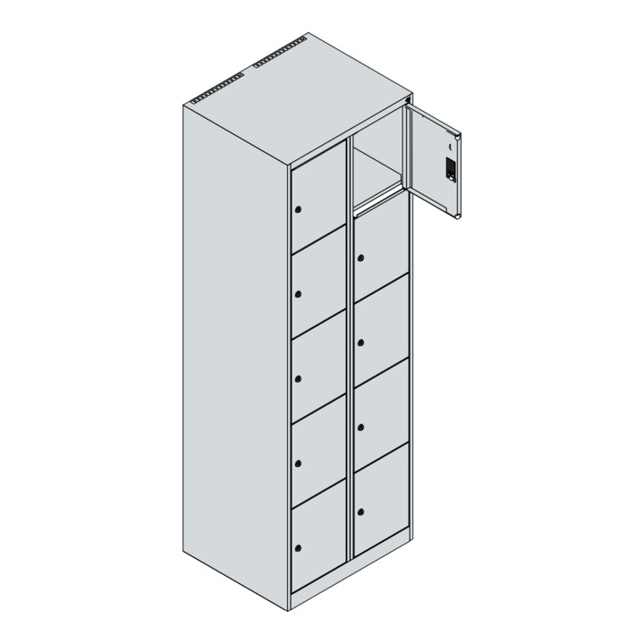 C+P Schließfachschrank Classic PLUS, 2 Abteile, 1850x600x500mm, 7016/7016 Innenhöhe Gefach oben (oberes 365 mm Front RAL 7016 Anthrazitgrau