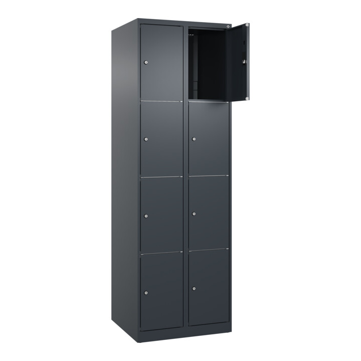 C+P Schließfachschrank Classic PLUS, 2 Abteile, 1850x600x500mm, 7016/7016 Innenhöhe Gefach oben (oberes 453 mm Front RAL 7016 Anthrazitgrau
