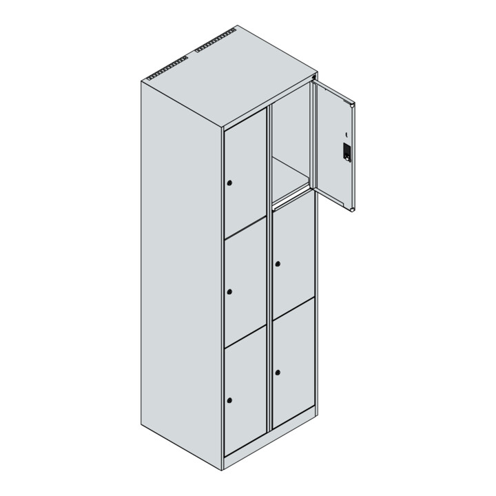 C+P Schließfachschrank Classic PLUS, 2 Abteile, 1850x600x500mm, 7016/7016 Innenhöhe Gefach oben (oberes 599 mm Front RAL 7016 Anthrazitgrau