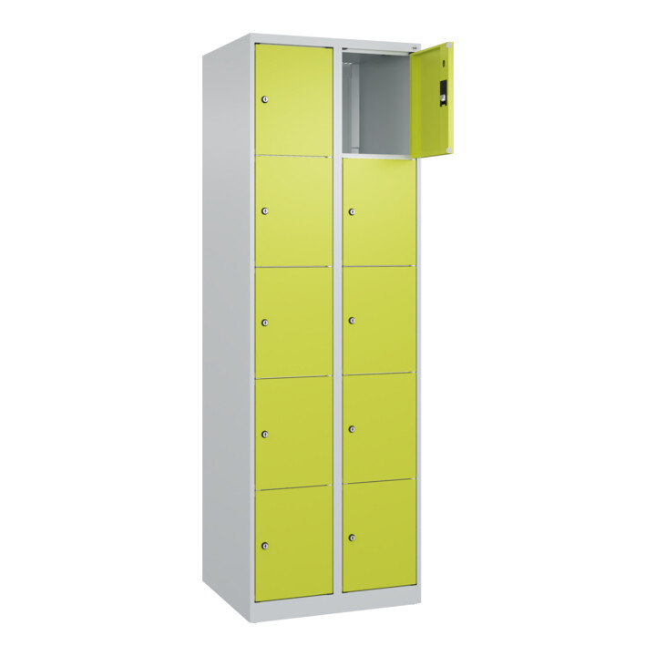 C+P Schließfachschrank Classic PLUS, 2 Abteile, 1850x600x500mm, 7035/0024 Innenhöhe Gefach oben (oberes 365 mm Front 1108060 RDS Viridingrün