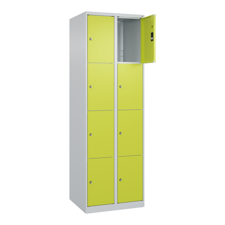 C+P Schließfachschrank Classic PLUS, 2 Abteile, 1850x600x500mm, 7035/0024 Innenhöhe Gefach oben (oberes 453 mm Front 1108060 RDS Viridingrün