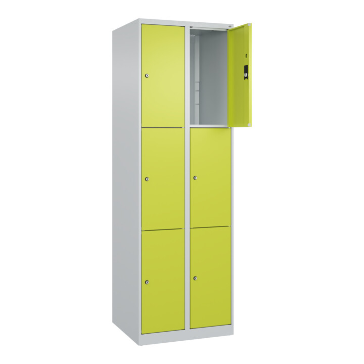 C+P Schließfachschrank Classic PLUS, 2 Abteile, 1850x600x500mm, 7035/0024 Innenhöhe Gefach oben (oberes 599 mm Front 1108060 RDS Viridingrün