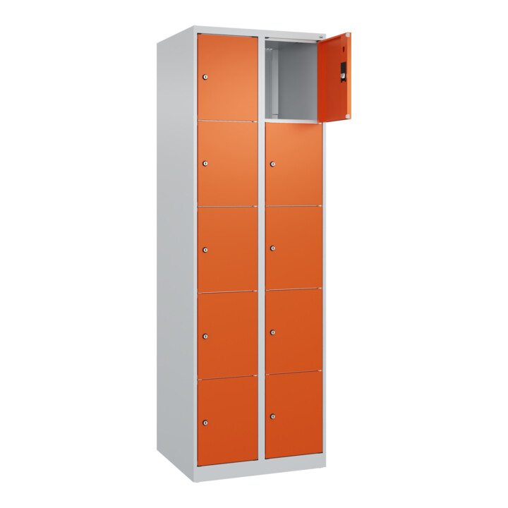 C+P Schließfachschrank Classic PLUS, 2 Abteile, 1850x600x500mm, 7035/2004 Innenhöhe Gefach oben (oberes 365 mm Front RAL 2004 Reinorange