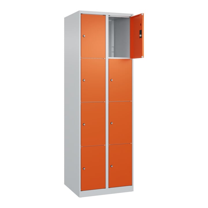 C+P Schließfachschrank Classic PLUS, 2 Abteile, 1850x600x500mm, 7035/2004 Innenhöhe Gefach oben (oberes 453 mm Front RAL 2004 Reinorange