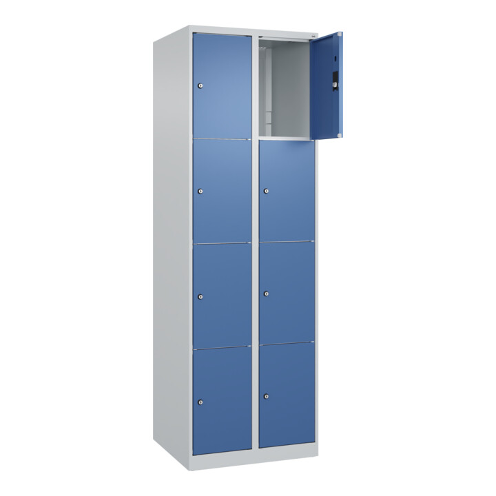 C+P Schließfachschrank Classic PLUS, 2 Abteile, 1850x600x500mm, 7035/5023 Innenhöhe Gefach oben (oberes 453 mm Front RAL 5023 Fernblau