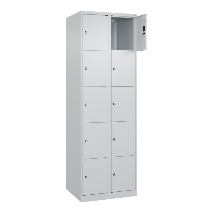 C+P Schließfachschrank Classic PLUS, 2 Abteile, 1850x600x500mm, 7035/7035 Innenhöhe Gefach oben (oberes 365 mm Front RAL 7035 Lichtgrau