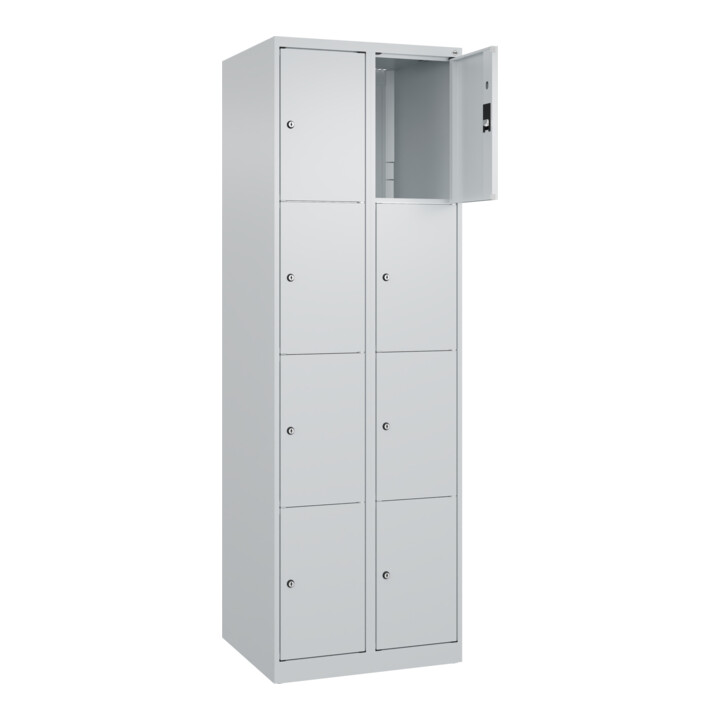 C+P Schließfachschrank Classic PLUS, 2 Abteile, 1850x600x500mm, 7035/7035 Innenhöhe Gefach oben (oberes 453 mm Front RAL 7035 Lichtgrau