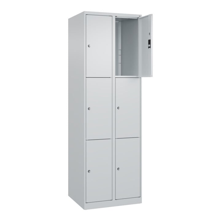 C+P Schließfachschrank Classic PLUS, 2 Abteile, 1850x600x500mm, 7035/7035 Innenhöhe Gefach oben (oberes 599 mm Front RAL 7035 Lichtgrau