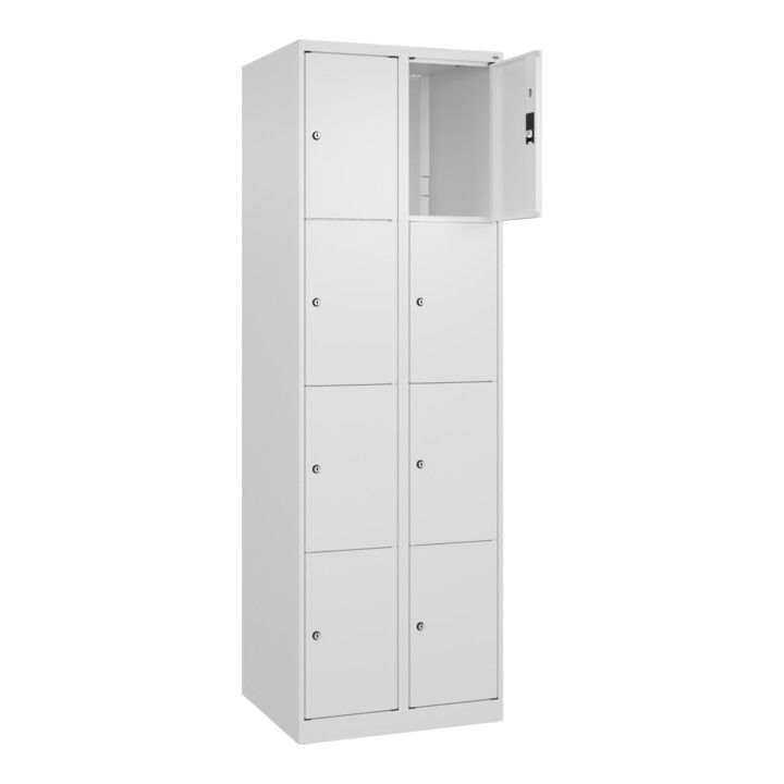 C+P Schließfachschrank Classic PLUS, 2 Abteile, 1850x600x500mm, 9016/9016 Innenhöhe Gefach oben (oberes 453 mm Front RAL 9016 Verkehrsweiß