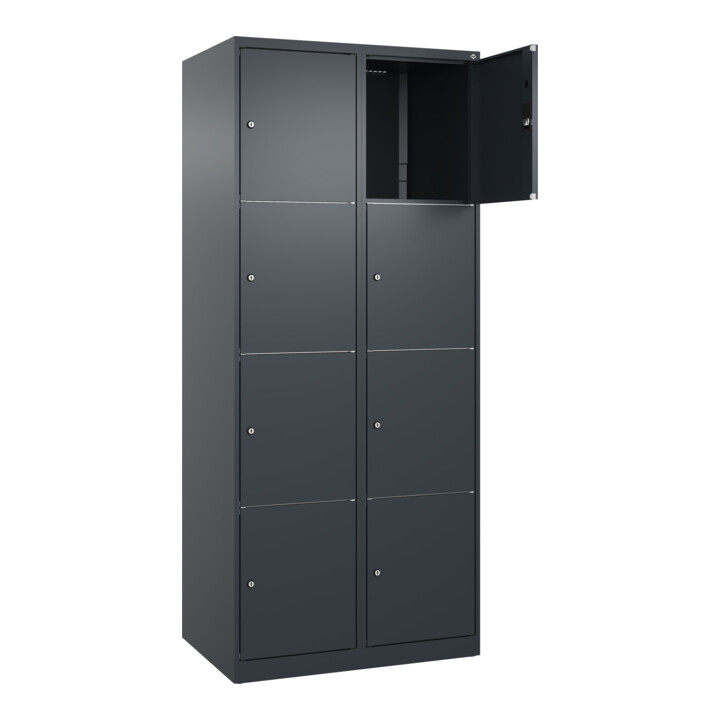 C+P Schließfachschrank Classic PLUS, 2 Abteile, 1850x800x500mm, 7016/7016 Innenhöhe Gefach oben (oberes 453 mm Front RAL 7016 Anthrazitgrau