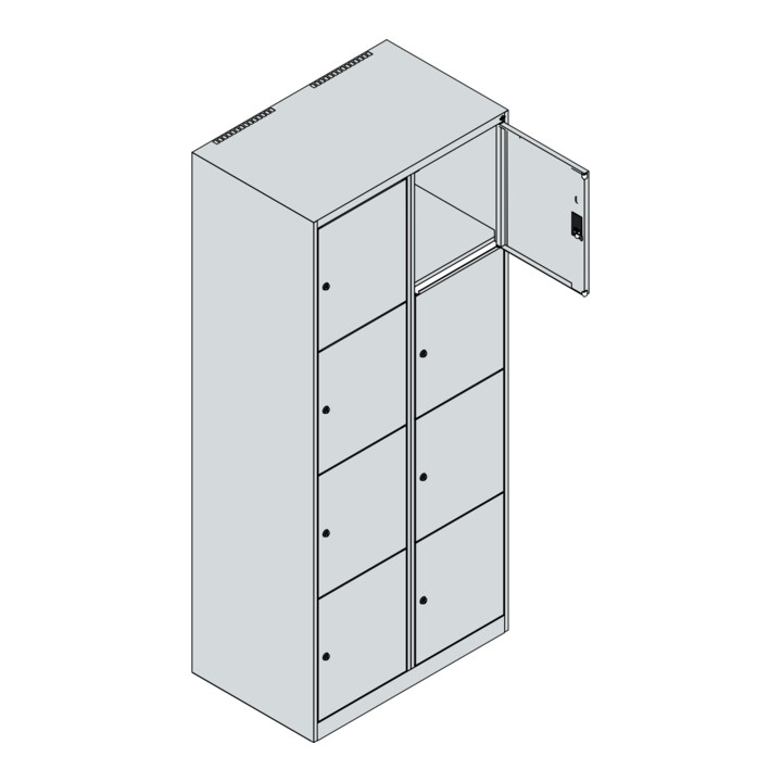 C+P Schließfachschrank Classic PLUS, 2 Abteile, 1850x800x500mm, 7016/7016 Innenhöhe Gefach oben (oberes 453 mm Front RAL 7016 Anthrazitgrau