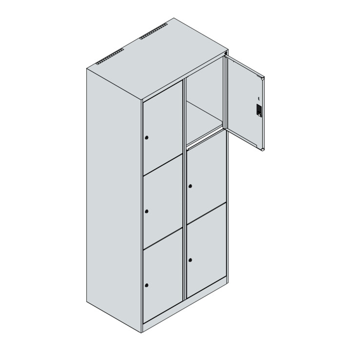 C+P Schließfachschrank Classic PLUS, 2 Abteile, 1850x800x500mm, 7016/7016 Innenhöhe Gefach oben (oberes 599 mm Front RAL 7016 Anthrazitgrau