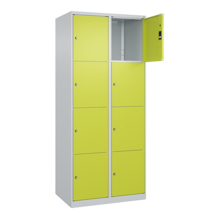 C+P Schließfachschrank Classic PLUS, 2 Abteile, 1850x800x500mm, 7035/0024 Innenhöhe Gefach oben (oberes 453 mm Front 1108060 RDS Viridingrün