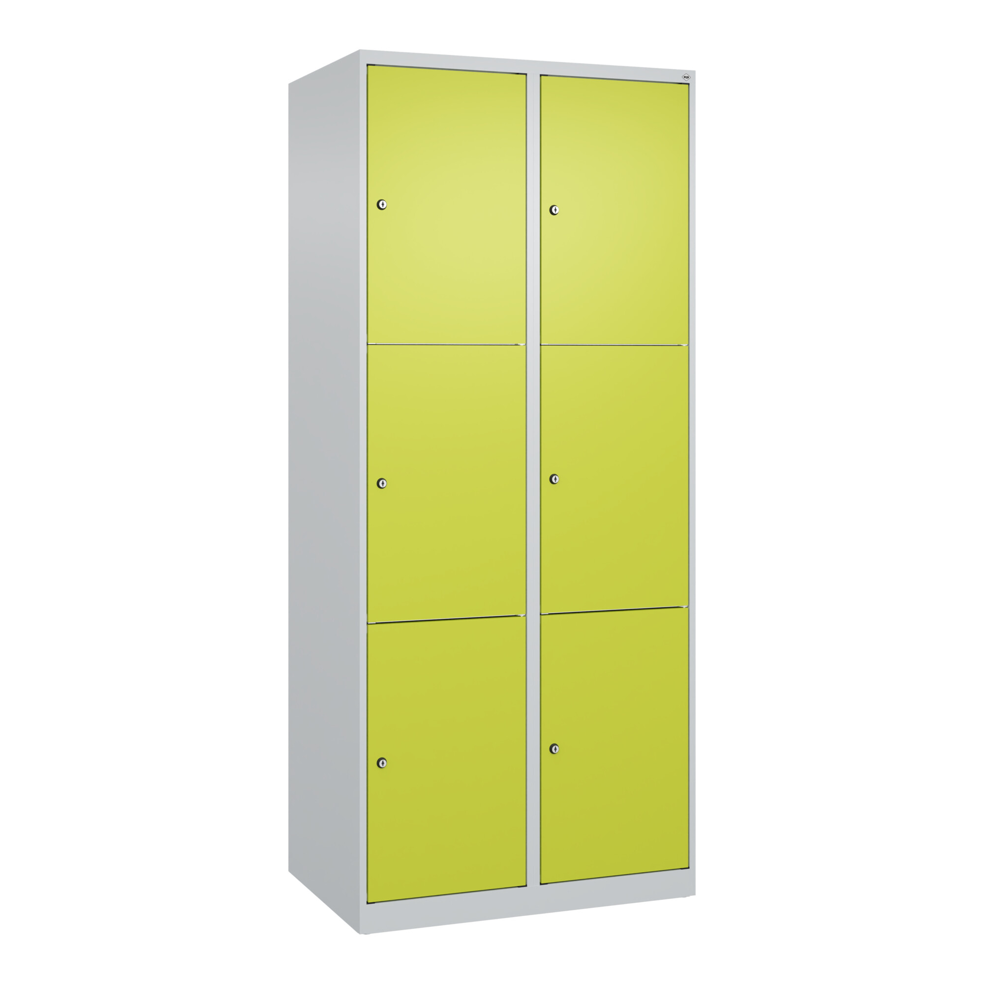 C+P Schließfachschrank Classic PLUS, 2 Abteile, 1850x800x500mm, 7035/0024 Innenhöhe Gefach oben (oberes 599 mm Front 1108060 RDS Viridingrün ; C + P M