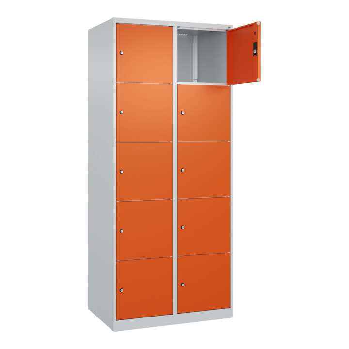 C+P Schließfachschrank Classic PLUS, 2 Abteile, 1850x800x500mm, 7035/2004 Innenhöhe Gefach oben (oberes 365 mm Front RAL 2004 Reinorange