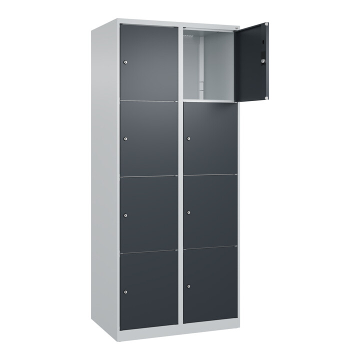 C+P Schließfachschrank Classic PLUS, 2 Abteile, 1850x800x500mm, 7035/7016 Innenhöhe Gefach oben (oberes 453 mm Front RAL 7016 Anthrazitgrau