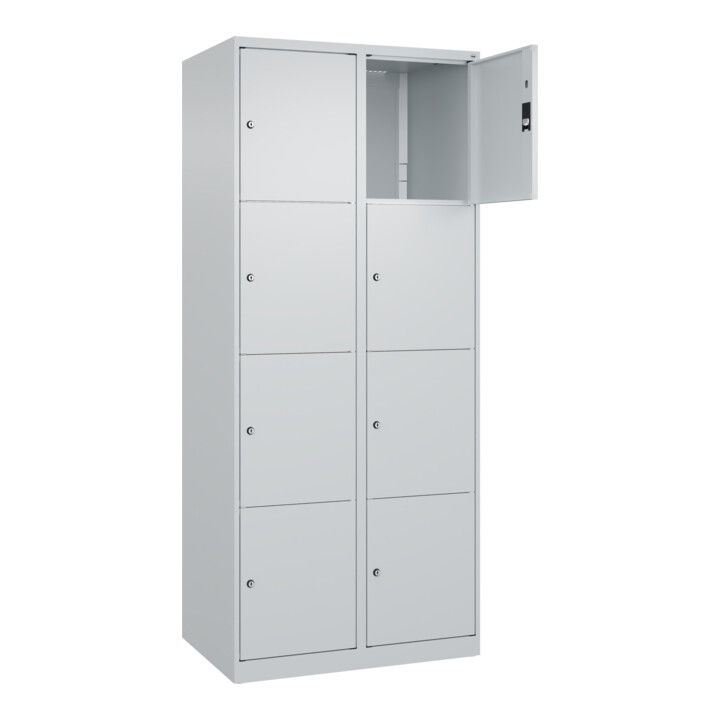 C+P Schließfachschrank Classic PLUS, 2 Abteile, 1850x800x500mm, 7035/7035 Innenhöhe Gefach oben (oberes 453 mm Front RAL 7035 Lichtgrau