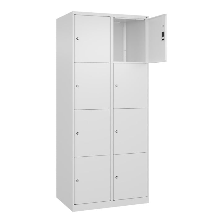 C+P Schließfachschrank Classic PLUS, 2 Abteile, 1850x800x500mm, 9016/9016 Innenhöhe Gefach oben (oberes 453 mm Front RAL 9016 Verkehrsweiß