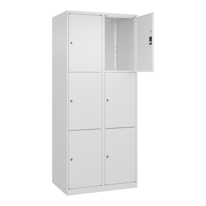 C+P Schließfachschrank Classic PLUS, 2 Abteile, 1850x800x500mm, 9016/9016 Innenhöhe Gefach oben (oberes 599 mm Front RAL 9016 Verkehrsweiß