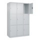 C+P Schließfachschrank Classic PLUS, 3 Abteile, 1850x1200x500mm, 7035/7035 Innenhöhe Gefach oben (oberes 599 mm Front RAL 7035 Lichtgrau