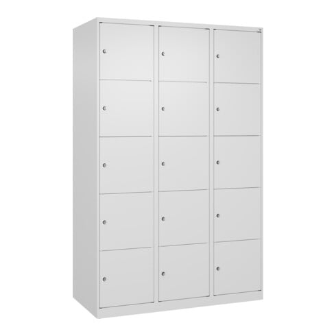 C+P Schließfachschrank Classic PLUS, 3 Abteile, 1850x1200x500mm, 9016/9016 Innenhöhe Gefach oben (oberes 365 mm Front RAL 9016 Verkehrsweiß