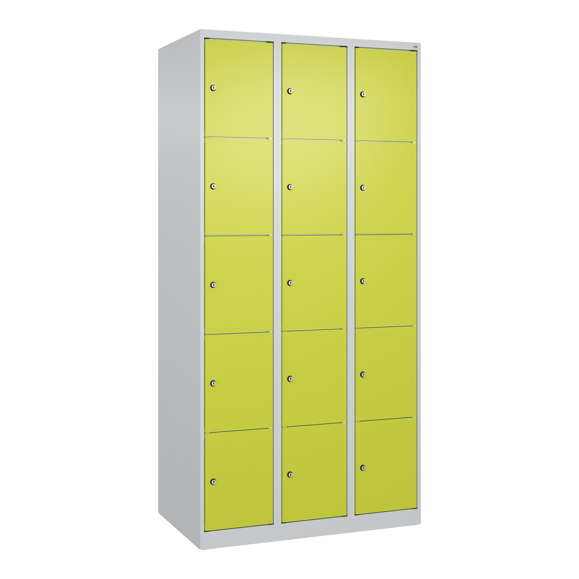 C+P Schließfachschrank Classic PLUS, 3 Abteile, 1850x900x500mm, 7035/0024 Innenhöhe Gefach oben (oberes 365 mm Front 1108060 RDS Viridingrün ; C + P M