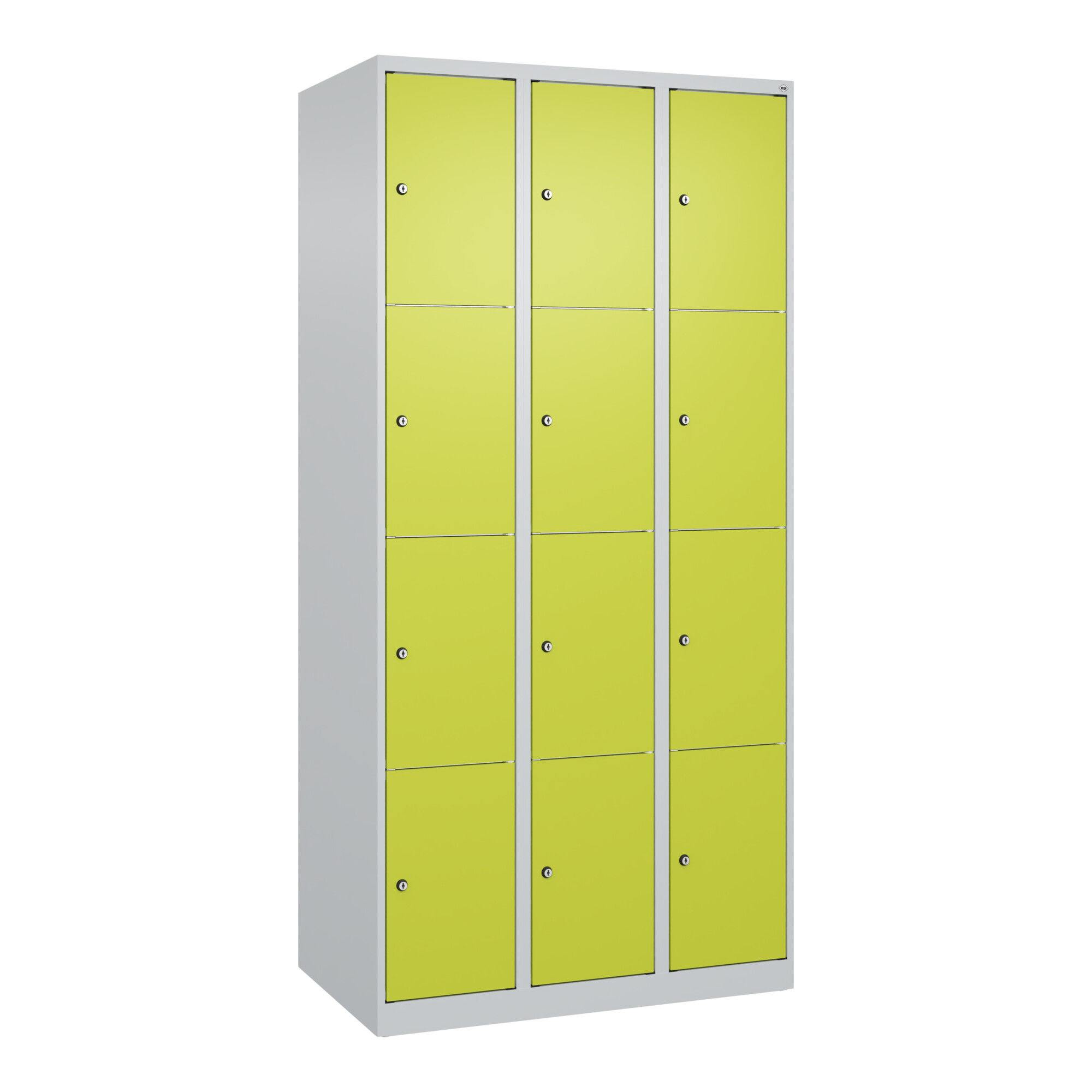C+P Schließfachschrank Classic PLUS, 3 Abteile, 1850x900x500mm, 7035/0024 Innenhöhe Gefach oben (oberes 453 mm Front 1108060 RDS Viridingrün ; C + P M
