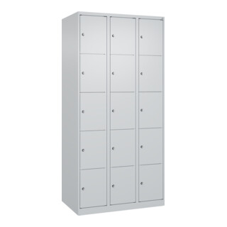 C+P Schließfachschrank Classic PLUS, 3 Abteile, 1850x900x500mm, 7035/7035 Innenhöhe Gefach oben (oberes 365 mm Front RAL