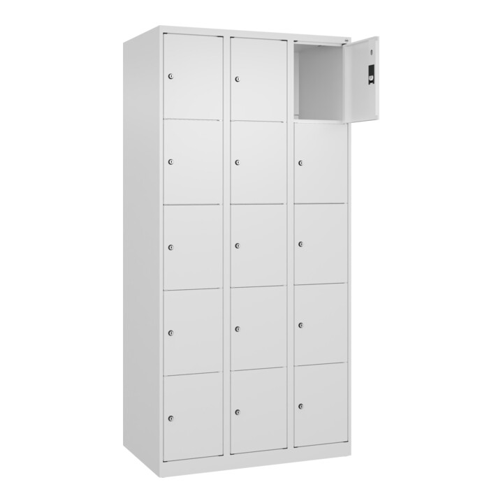 C+P Schließfachschrank Classic PLUS, 3 Abteile, 1850x900x500mm, 9016/9016 Innenhöhe Gefach oben (oberes 365 mm Front RAL 9016 Verkehrsweiß
