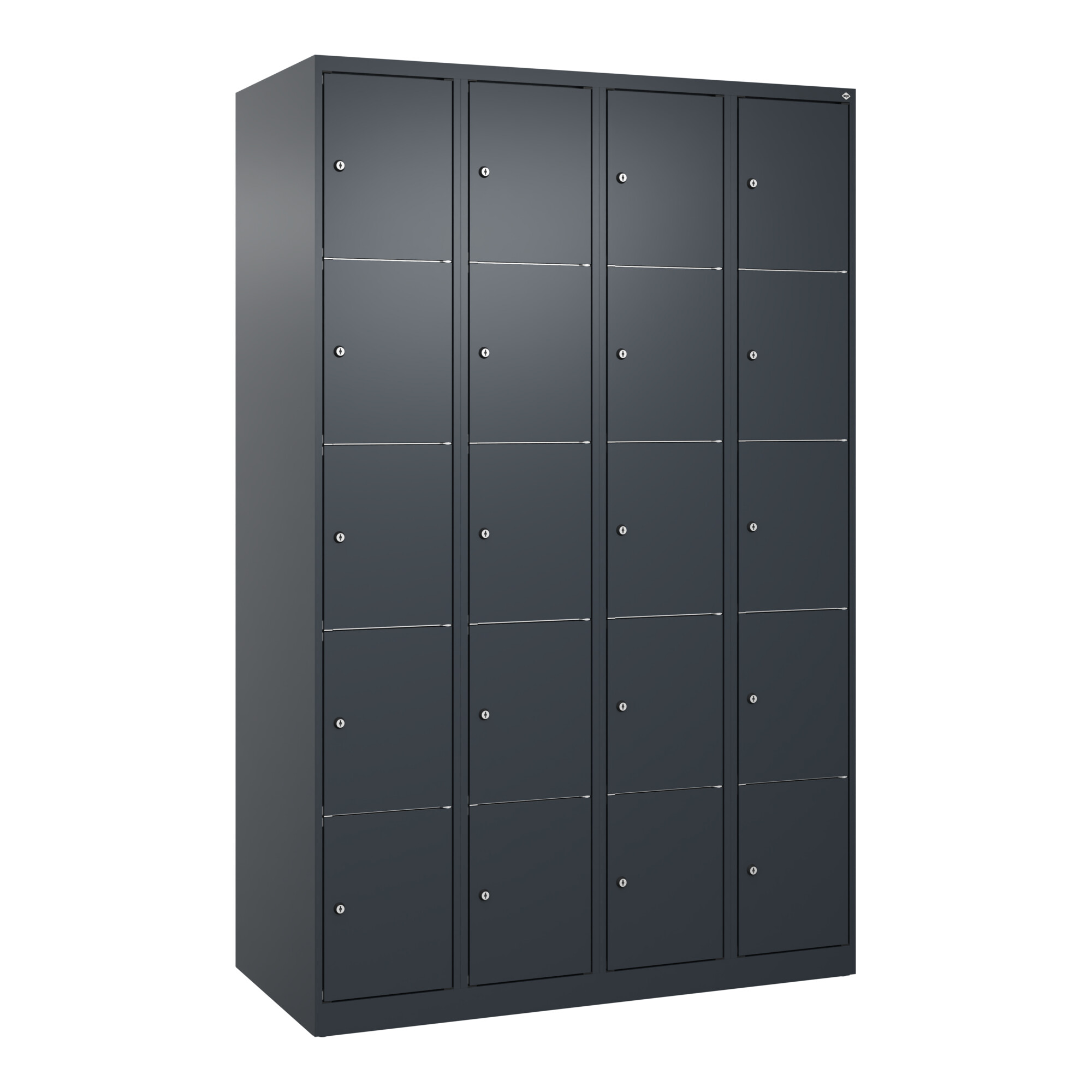 C+P Schließfachschrank Classic PLUS, 4 Abteile, 1850x1200x500mm, 7016/7016 Innenhöhe Gefach oben (oberes 365 mm Front RAL 7016 Anthrazitgrau ; C + P M