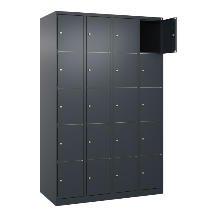 C+P Schließfachschrank Classic PLUS, 4 Abteile, 1850x1200x500mm, 7016/7016 Innenhöhe Gefach oben (oberes 365 mm Front RAL 7016 Anthrazitgrau