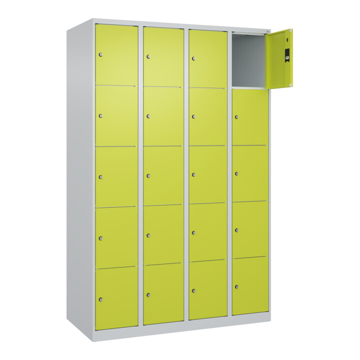C+P Schließfachschrank Classic PLUS, 4 Abteile, 1850x1200x500mm, 7035/0024 Innenhöhe Gefach oben (oberes 365 mm Front 1108060 RDS Viridingrün