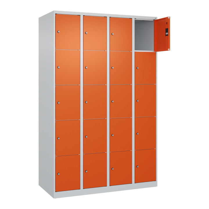 C+P Schließfachschrank Classic PLUS, 4 Abteile, 1850x1200x500mm, 7035/2004 Innenhöhe Gefach oben (oberes 365 mm Front RAL 2004 Reinorange