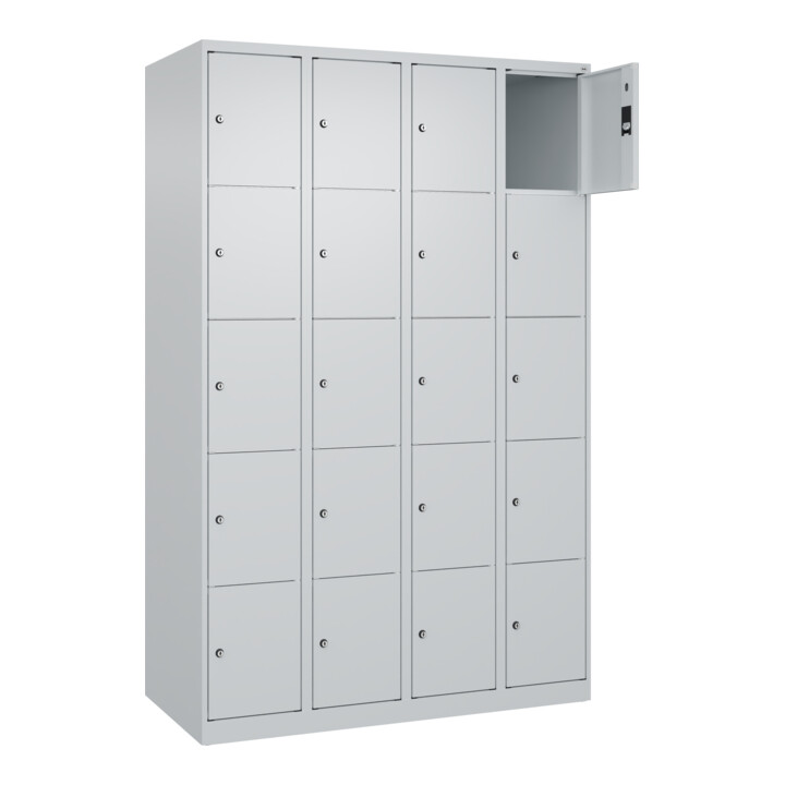 C+P Schließfachschrank Classic PLUS, 4 Abteile, 1850x1200x500mm, 7035/7035 Innenhöhe Gefach oben (oberes 365 mm Front RAL 7035 Lichtgrau