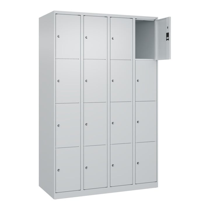 C+P Schließfachschrank Classic PLUS, 4 Abteile, 1850x1200x500mm, 7035/7035 Innenhöhe Gefach oben (oberes 453 mm Front RAL 7035 Lichtgrau