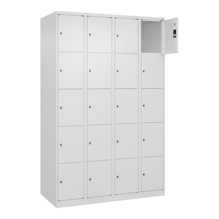 C+P Schließfachschrank Classic PLUS, 4 Abteile, 1850x1200x500mm, 9016/9016 Innenhöhe Gefach oben (oberes 365 mm Front RAL 9016 Verkehrsweiß