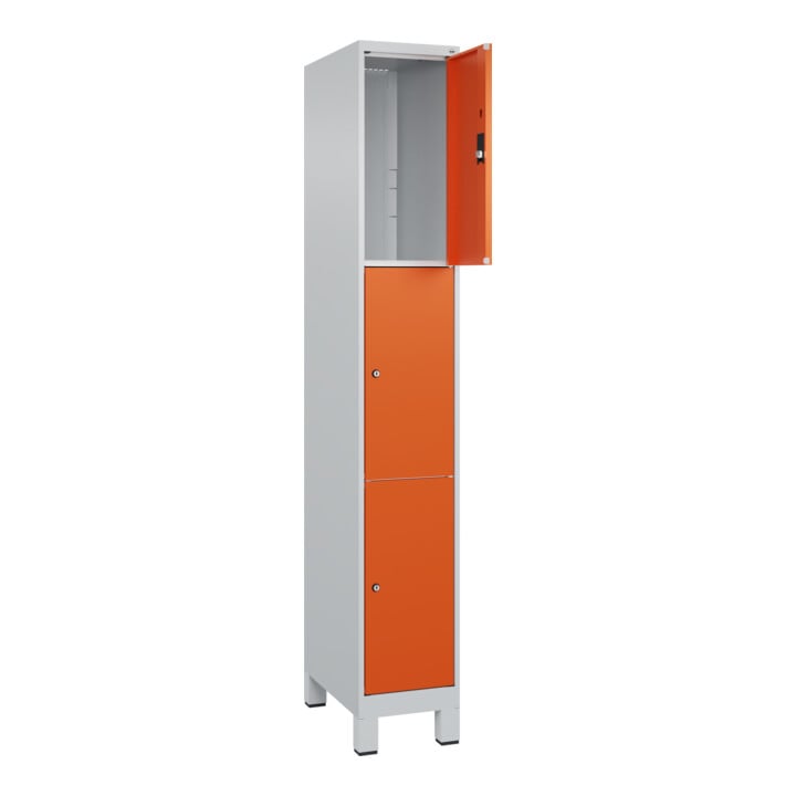 C+P Schließfachschrank Classic PLUS, Füße, 1 Abteil, 1950x300x500mm, 7035/2004 Innenhöhe Gefach oben (oberes 599 mm Front RAL 2004 Reinorange
