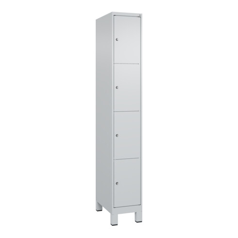 C+P Schließfachschrank Classic PLUS, Füße, 1 Abteil, 1950x300x500mm, 7035/7035 Innenhöhe Gefach oben (oberes 453 mm Front RAL 7035 Lichtgrau