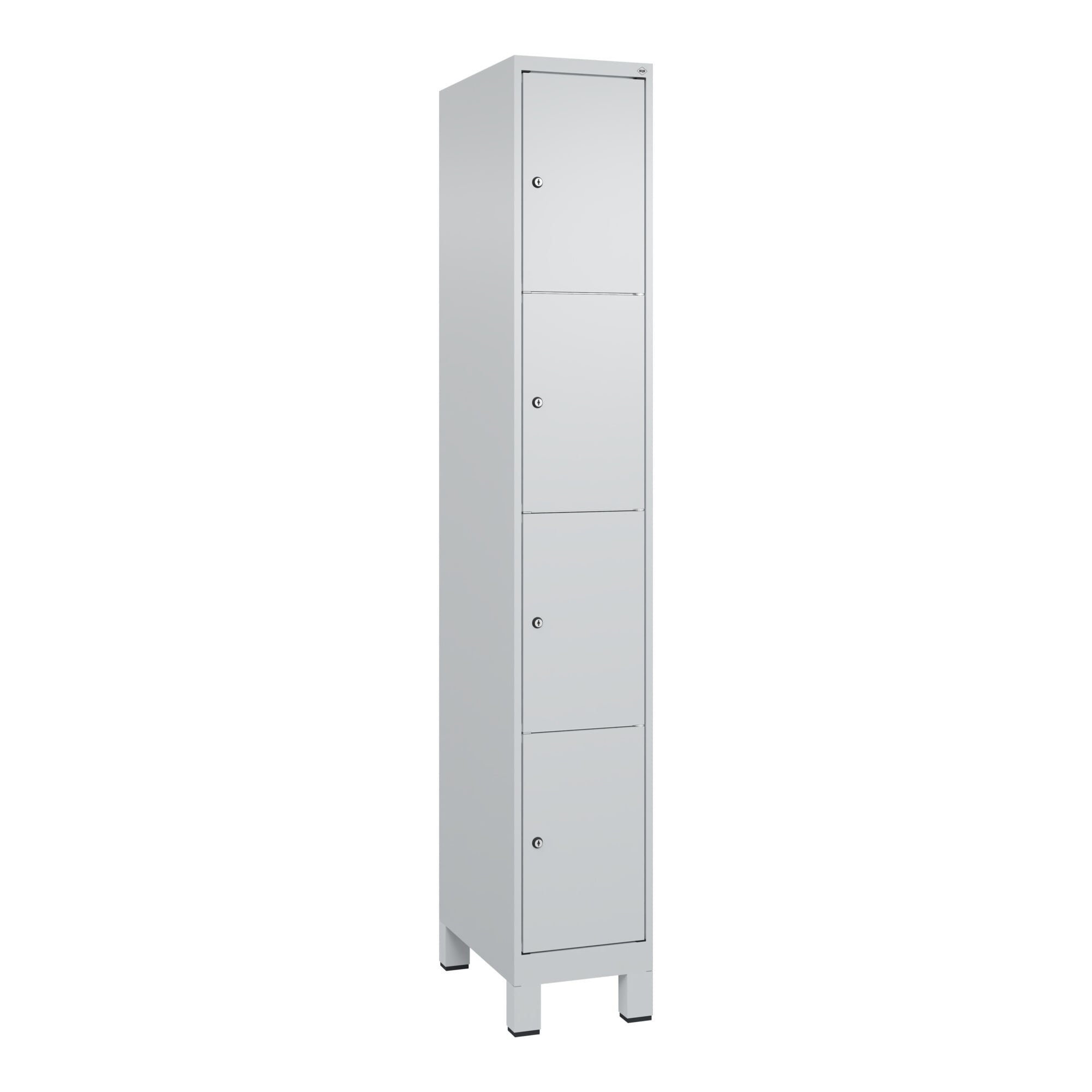 C+P Schließfachschrank Classic PLUS, Füße, 1 Abteil, 1950x300x500mm, 7035/7035 Innenhöhe Gefach oben (oberes 453 mm Front RAL 7035 Lichtgrau ; C + P M