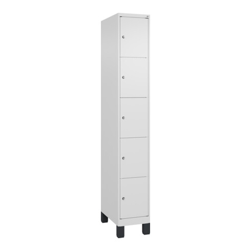 C+P Schließfachschrank Classic PLUS, Füße, 1 Abteil, 1950x300x500mm, 9016/9016 Innenhöhe Gefach oben (oberes 365 mm Front RAL 9016 Verkehrsweiß