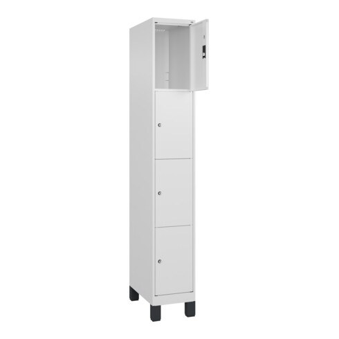 C+P Schließfachschrank Classic PLUS, Füße, 1 Abteil, 1950x300x500mm, 9016/9016 Innenhöhe Gefach oben (oberes 453 mm Front RAL 9016 Verkehrsweiß