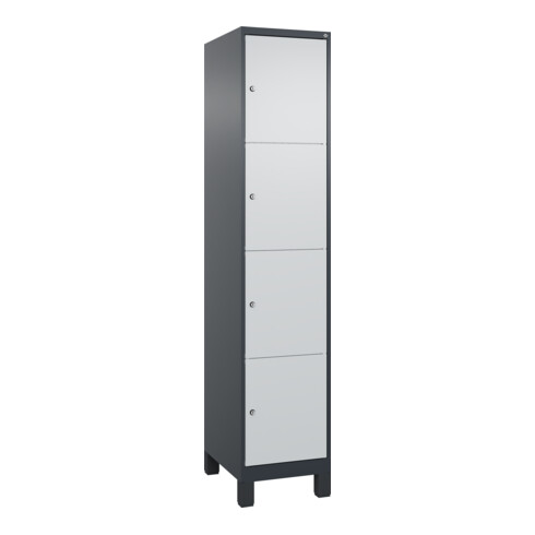 C+P Schließfachschrank Classic PLUS, Füße, 1 Abteil, 1950x400x500mm, 7016/7035 Innenhöhe Gefach oben (oberes 453 mm Front RAL 7035 Lichtgrau