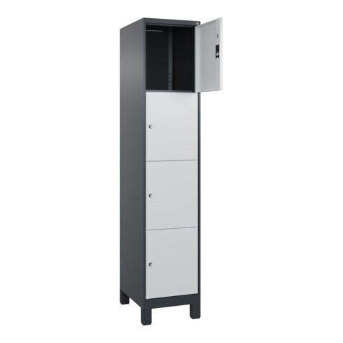 C+P Schließfachschrank Classic PLUS, Füße, 1 Abteil, 1950x400x500mm, 7016/7035 Innenhöhe Gefach oben (oberes 453 mm Front RAL 7035 Lichtgrau