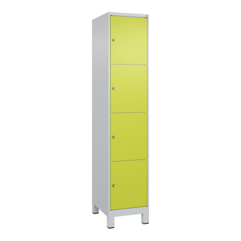 C+P Schließfachschrank Classic PLUS, Füße, 1 Abteil, 1950x400x500mm, 7035/0024 Innenhöhe Gefach oben (oberes 453 mm Front 1108060 RDS Viridingrün