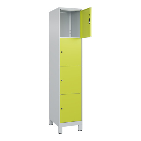 C+P Schließfachschrank Classic PLUS, Füße, 1 Abteil, 1950x400x500mm, 7035/0024 Innenhöhe Gefach oben (oberes 453 mm Front 1108060 RDS Viridingrün