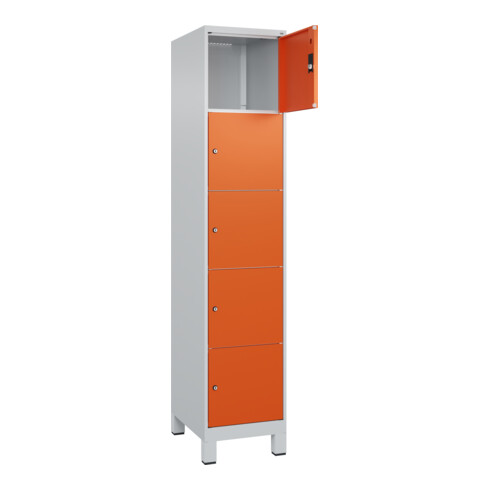 C+P Schließfachschrank Classic PLUS, Füße, 1 Abteil, 1950x400x500mm, 7035/2004 Innenhöhe Gefach oben (oberes 365 mm Front RAL 2004 Reinorange