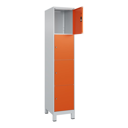 C+P Schließfachschrank Classic PLUS, Füße, 1 Abteil, 1950x400x500mm, 7035/2004 Innenhöhe Gefach oben (oberes 453 mm Front RAL 2004 Reinorange