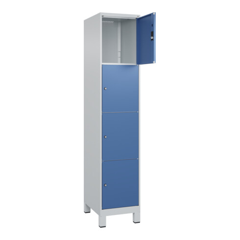 C+P Schließfachschrank Classic PLUS, Füße, 1 Abteil, 1950x400x500mm, 7035/5023 Innenhöhe Gefach oben (oberes 453 mm Front RAL 5023 Fernblau